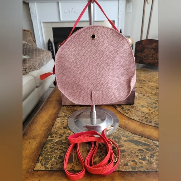 Pink Crossbody/backpack Bag with Cherry Detail - Picture 2 of 6